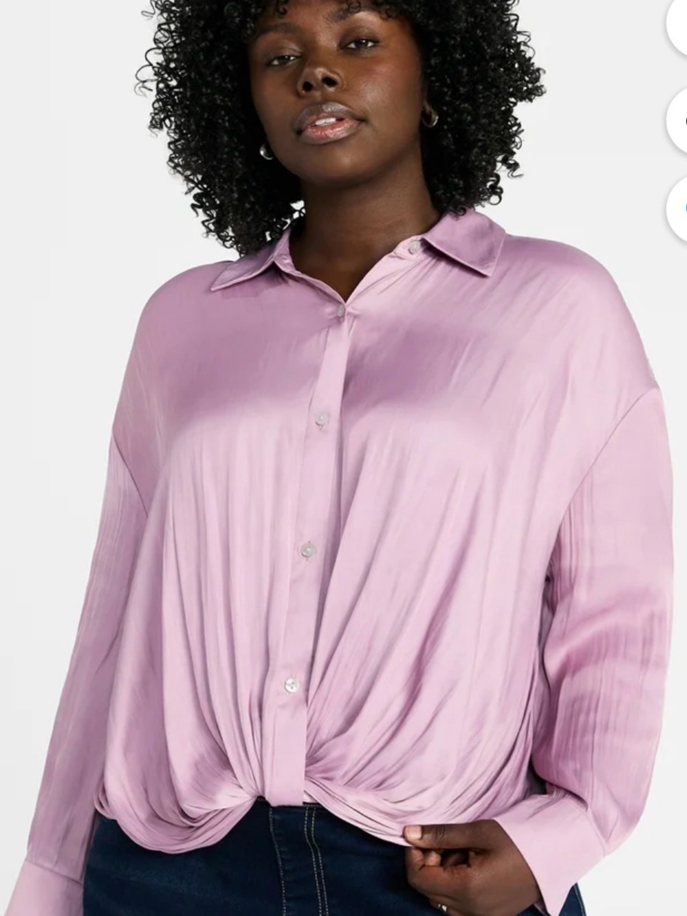 Terra & Sky Lilac Twist-Front Button Down Shirt